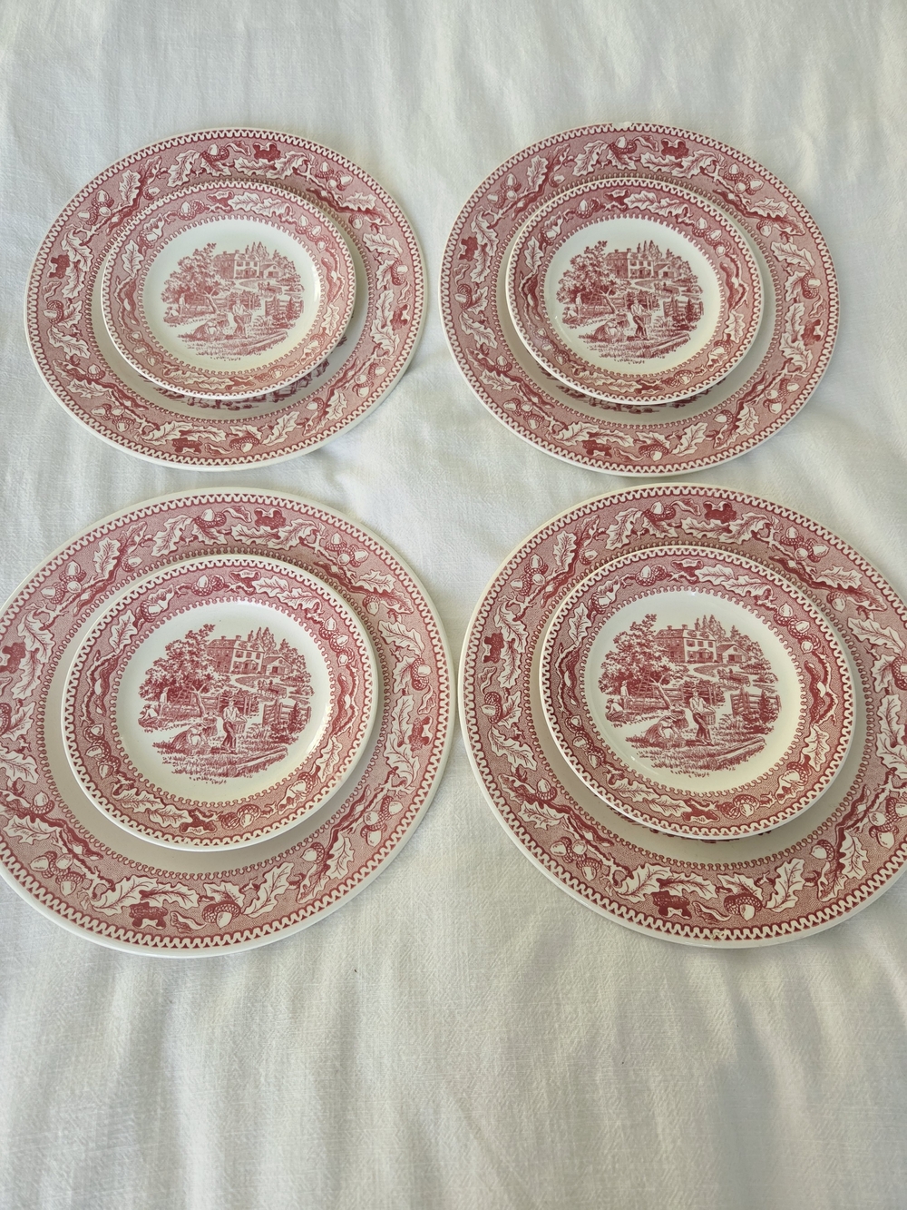 8 Vintage Memory Lane, Made In USA, Pink and White Dishes